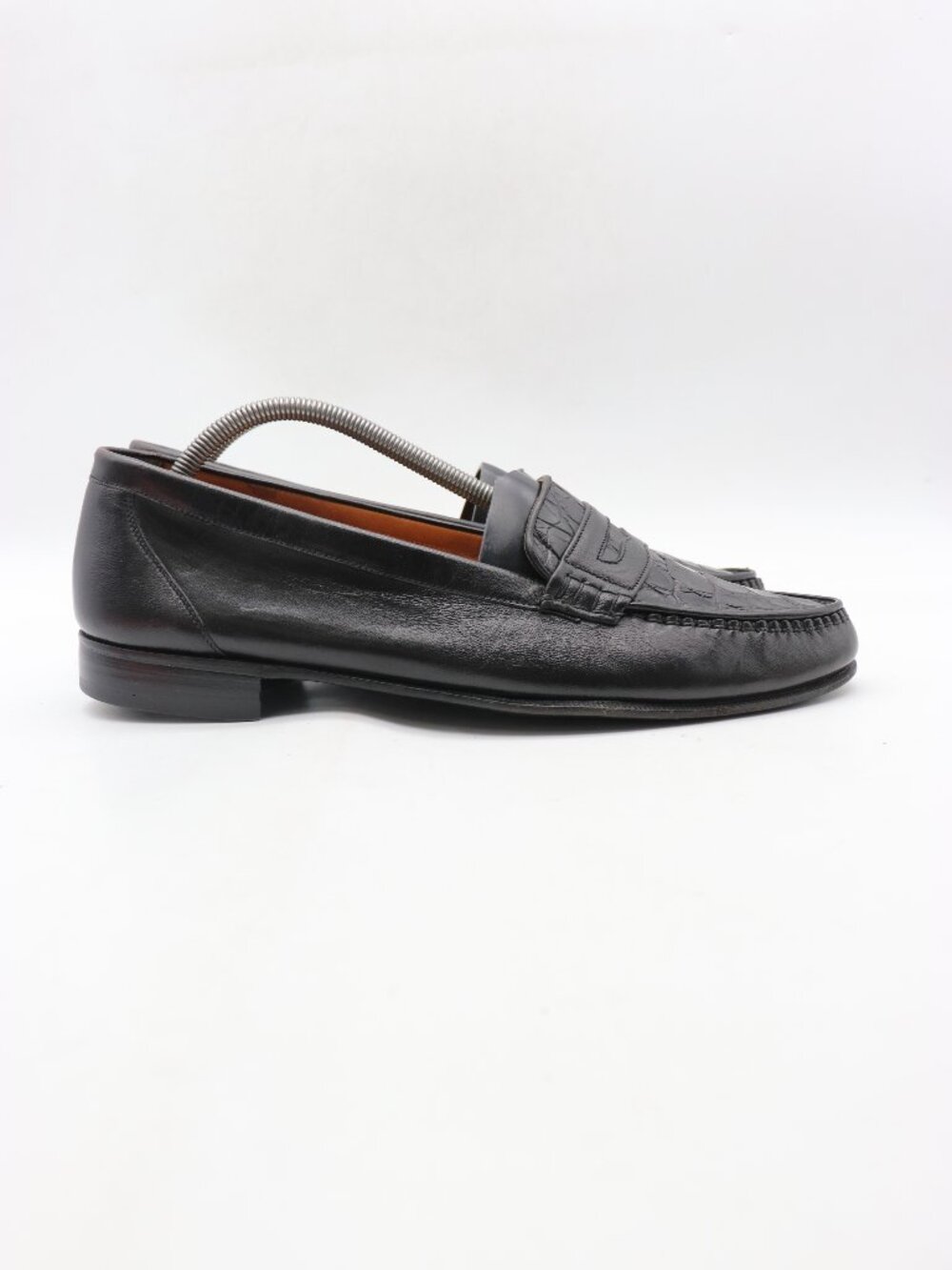 Bally Black Crocodile Penny Loafer Men's 11 M Black Leather Loafers Slip On Shoe